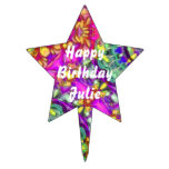 Inked Pink Abstract Custom Star Cake Topper