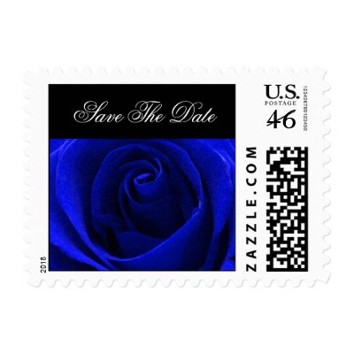 Inky Blue Rose Save the Date Postage Stamp