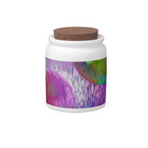 Inner Flow I Abstract Fractal Green Purple Galaxy Candy Dishes