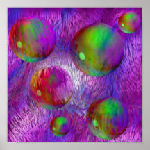 Inner Flow I Abstract Fractal Green Purple Galaxy Poster