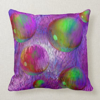 Inner Flow I Abstract Fractal Green Purple Pillow