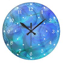 Inner Flow VI – Abstract Aqua & Azure Galaxy wall clocks