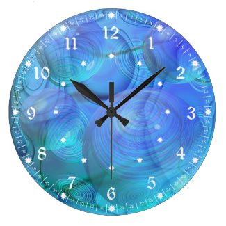 Inner Flow VI – Abstract Aqua & Azure Galaxy Round Wall Clocks