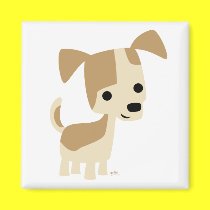 Inquisitive little dog cartoon magnet