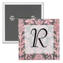 inricate vintage pink damask on deep gray