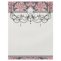 inricate vintage pink damask on deep gray personalized flyer