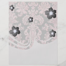 inricate vintage pink damask on deep gray custom flyer