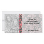 inricate vintage pink damask on deep gray custom photo card