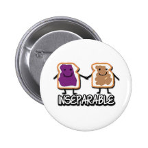 Inseparable Peanut Butter and Jelly Pinback Buttons