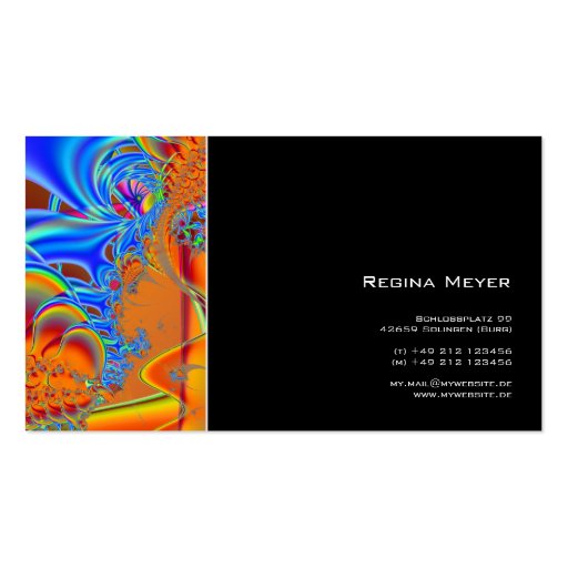 Inside I · Fractal Art · Blue & Orange Business Card Templates (front side)
