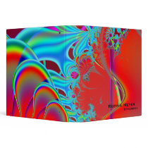 Inside II · Fractal Art · Aqua & Red 3 Ring Binder