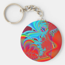 Inside II · Fractal Art · Aqua & Red Keychains