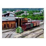 Inside the Train Yard Greeting Cards