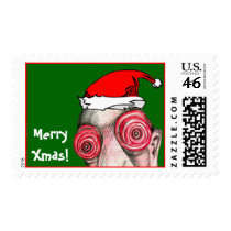Insomniac Santa Claus postage