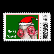 Insomniac Santa Claus postage
