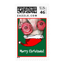 Insomniac Santa Claus postage