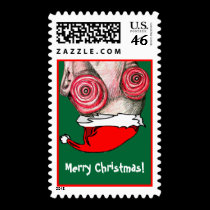 Insomniac Santa Claus stamps
