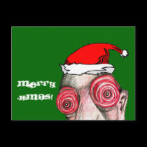 Insomniac Santa Claus postcards