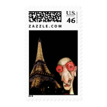 Insomniac Visits The Eiffel Tower postage