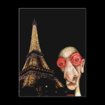 Insomniac Visits The Eiffel Tower postcards