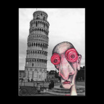 Insomniac Visits "The Leaning Tower of Pisa" postcards