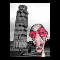 Insomniac Visits The Leaning Tower of Pisa posters