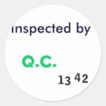 Inspected by Quality Control Round Sticker