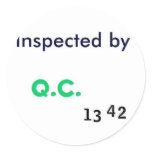 Inspected by Quality Control Round Sticker