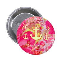 Inspirational anchor and pink poppies art. buttons
