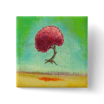 Inspirational art fun modern painting hopeful tree buttons