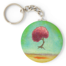 Inspirational art fun modern painting hopeful tree keychains