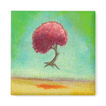 Inspirational art fun modern painting hopeful tree magnets