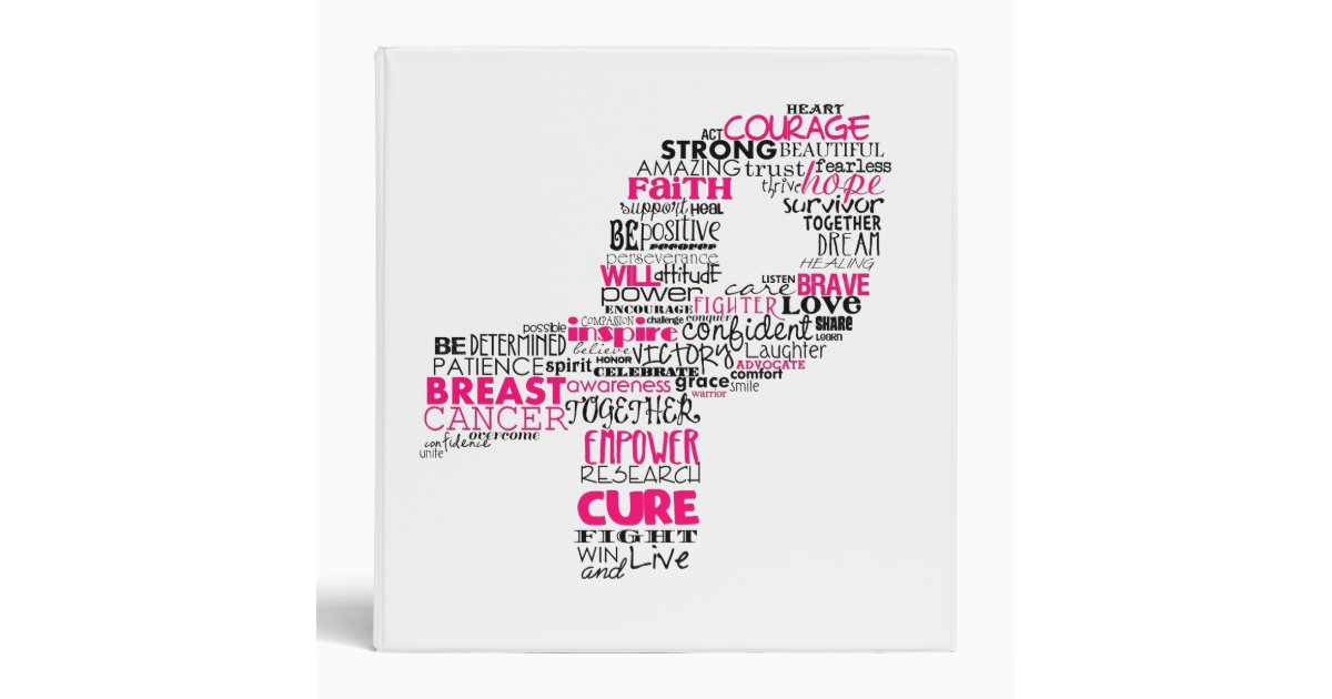 Inspirational Breast Cancer Awareness Ribbon 3 Ring Binder Zazzle
