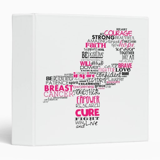 Inspirational Breast Cancer Awareness Ribbon 3 Ring Binder Zazzle