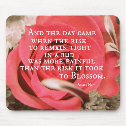 Inspirational Life Quote about Risk Anais Nin Mousepad