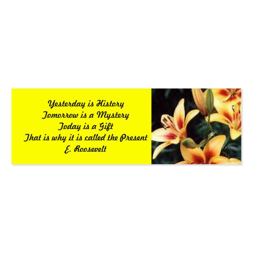 Inspirational Lily Bookmark Business Cards (front side)