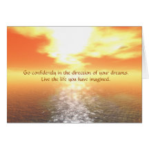 Inspirational Orange Sunset Over Calm Sea Card
