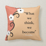 Inspirational Quotes Buddha:Thoughts Floral Art Throw Pillow