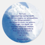 Inspirational Scripture Angel In Clouds, Romans Round Stickers