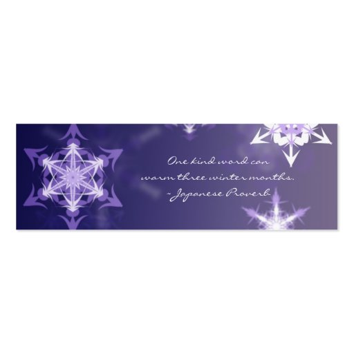 Inspirational winter snowflake bookmark with quote business cards