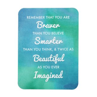 Inspirational Words on Blue Watercolor Background Flexible Magnet