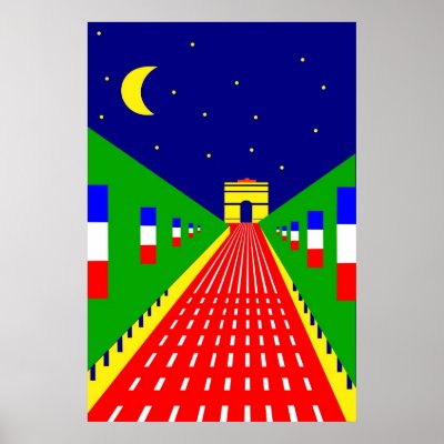 Inspired by Champs Elysees and Parisian Sunset Print by lonvig