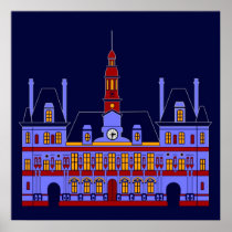 Inspired by l'Hôtel de Ville (the City Hall), Pari Poster