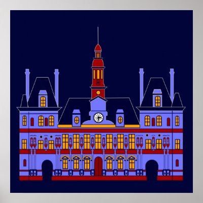 Inspired by l'Hôtel de Ville (the City Hall), Pari Poster by lonvig