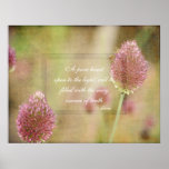 Inspired Pink Floral with Rumi Quote Poster