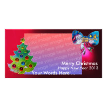 INSPIRED SANTA CHRISTMAS TREE AND BOW PICTURE CARD