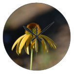Inspired Summer Yellow Echinacea Flower Round Wall Clocks