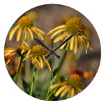 Inspired Summer Yellow Echinacea Flowers Round Wall Clocks