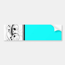 Inspiring black floral and cyan texture bumper sticker