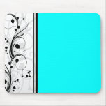 Inspiring black floral and cyan texture mousepads